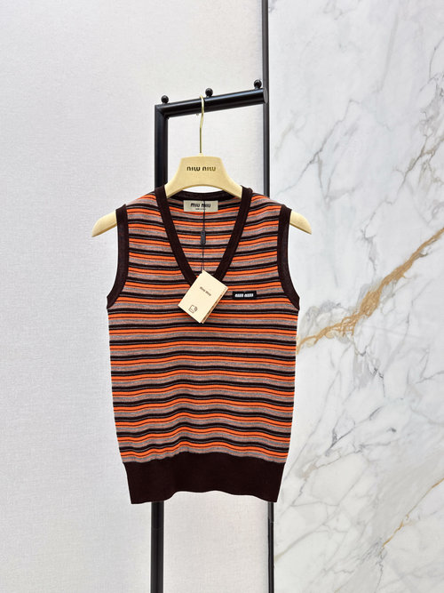 Fendi Festive Striped Sleeveless Knit Vest