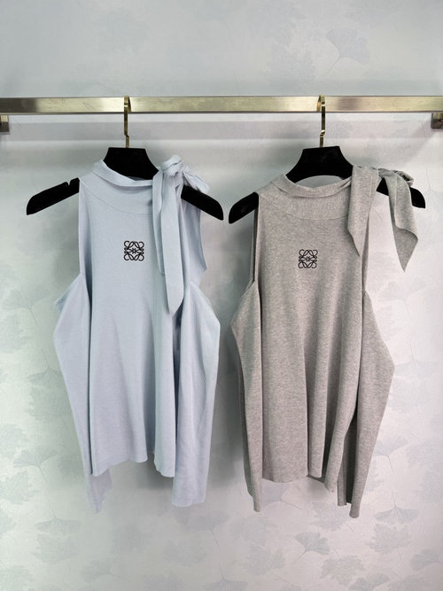 Loewe Embroidered Knit Vest with Round Neck, Spring-Summer Sophistication