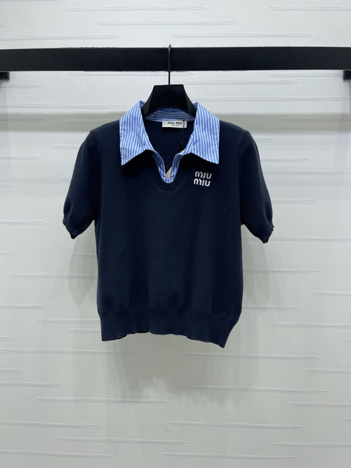 Miu Miu Classic Geometric Knitted V-neck Jumper for Retro Look