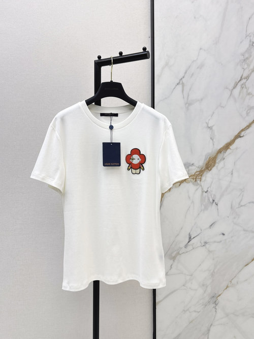 Louis Vuitton Cartoon Flower Embroidery Short-Sleeved T-Shirt