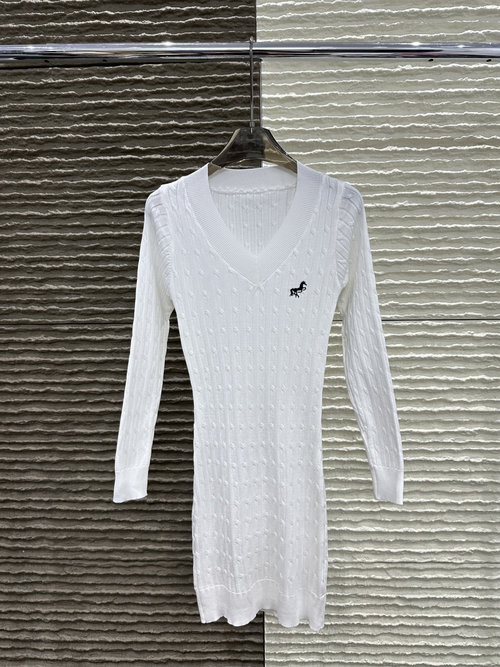 Polo Ralph Lauren New Embroidered Pony V-Neck Knit Dress