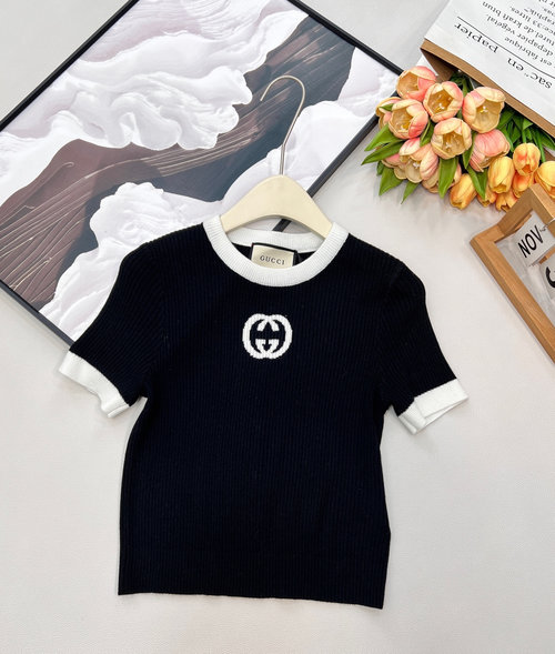 Gucci Classic Letter Jacquard Knit Short Sleeve, Comfortable