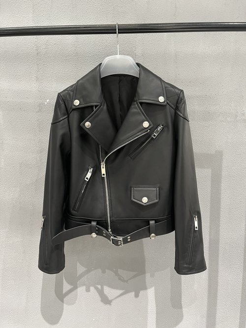 Burberry Classic Cowhide Biker Jacket with Belt Craft