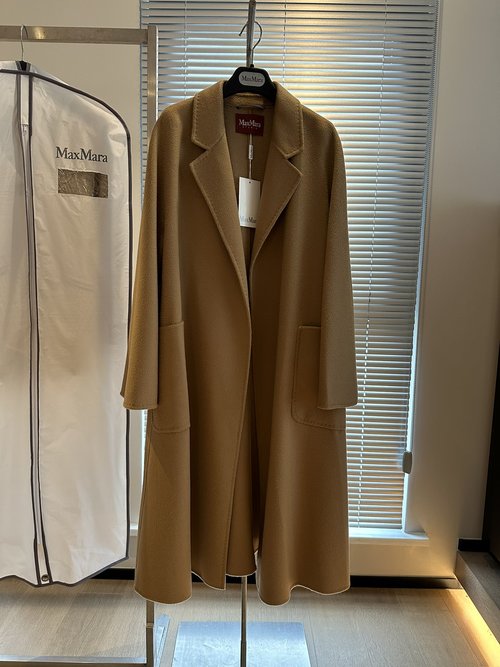 Burberry Top-grade Wool & Cashmere Water-ripple Robe-style Coat