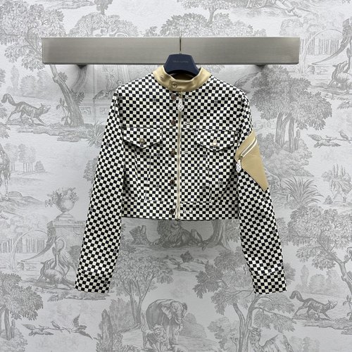Louis Vuitton New Product: Trendy Checkerboard Leather-Patched Denim Jacket