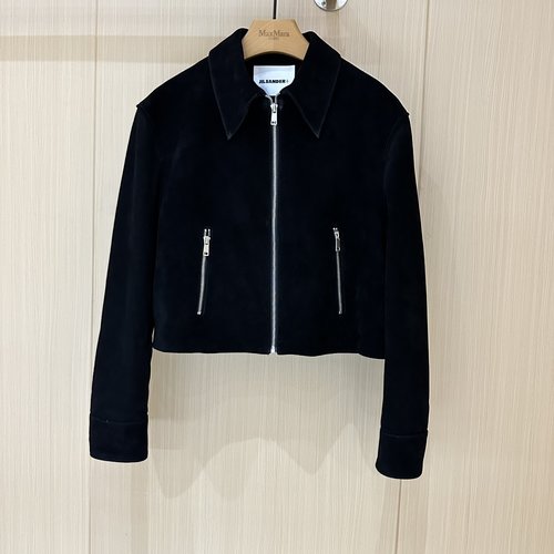 Jil Sanders Exclusive Leather Moto Jacket with 3D Cut and Fine Texture