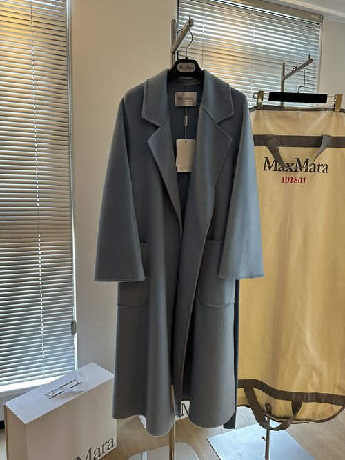 Burberry Top-grade Wool & Cashmere Water-ripple Robe-style Coat