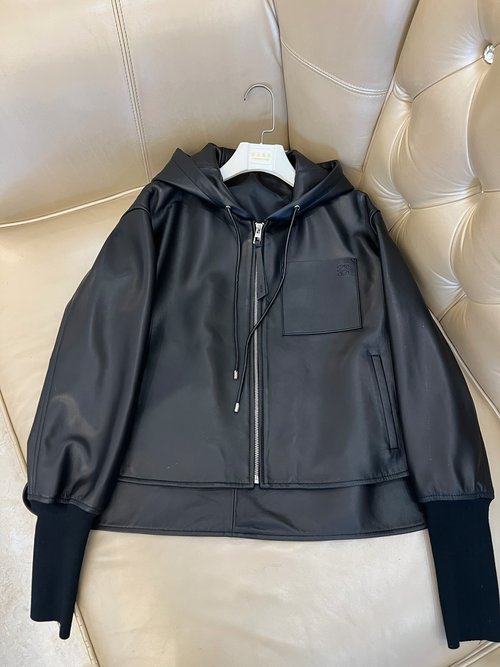 Loewe Exclusive Hooded Leather Coat with Imported Sheepskin