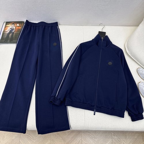 Moncler Monochrome Decorated Leisure Suit in Soft Imported Space Cotton