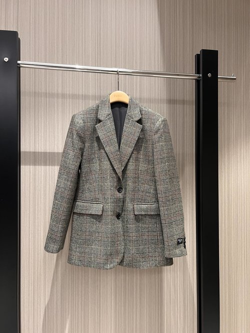 Prada Old - Money Style Checked Suit Jacket with Decorations