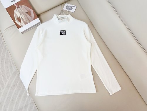 Alexander Wang Fleece-lined Semi-high Collar Logo Top, Comfortable and Warm
