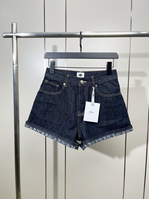 Dior Imported Denim Shorts with Classic Oblique Print