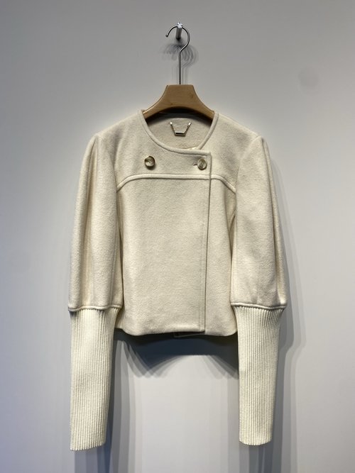 Chanel Camel Wool Short Knit Coat with Cuffed Sleeves