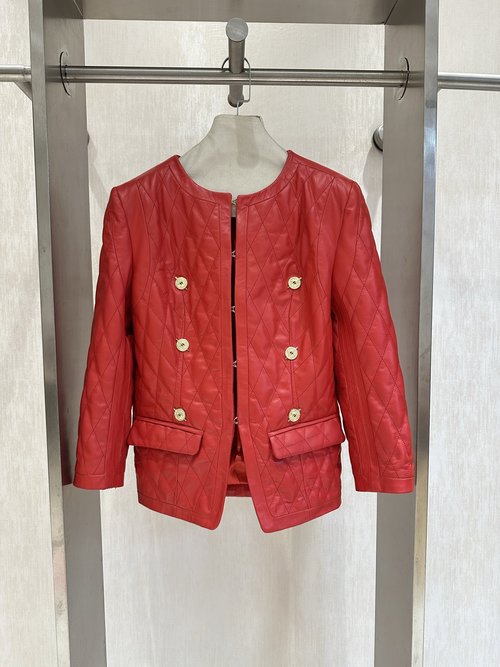 Balmain Exquisite Suit Set Featuring Lambskin Embroidery and Metal Buttons