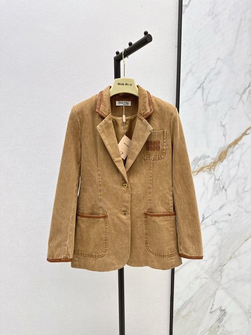 Miu Miu Spring-Summer Cowboy Suit with Leather Trim and Logo