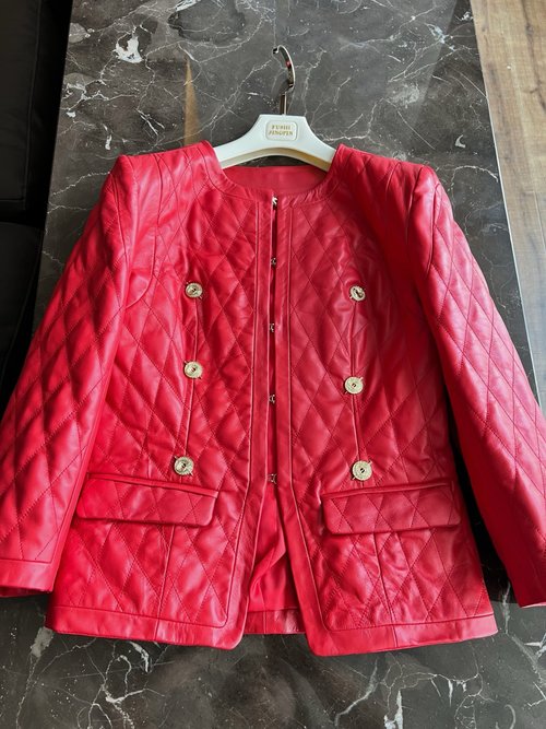 Balmain Vintage Lambskin Collared Leather Jacket with Original 3D Cut