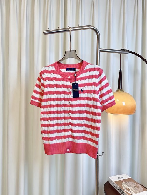 Polo Ralph Lauren Refined Custom-Woven Wool Striped Top with Embroidered Insignia, Assorted Tones