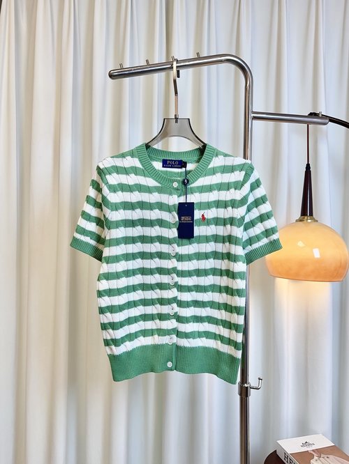 Polo Ralph Lauren Refined Custom-Woven Wool Striped Top with Embroidered Insignia, Assorted Tones