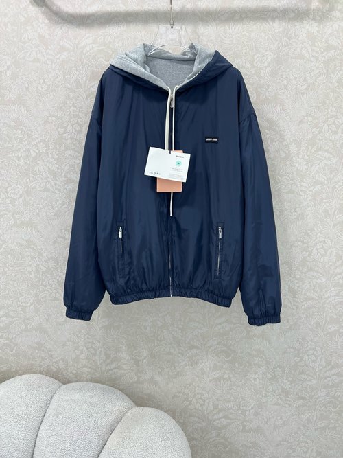 Versace Reversible Oversized Hooded Sweatshirt in Gray and Navy Blue