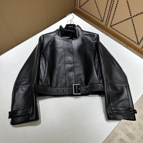 Loewe Stylish Single Leather Jacket with Modal Composite Lambskin