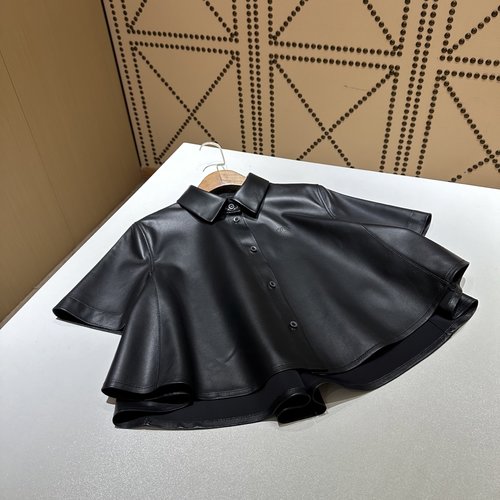 Loewe Stylish Single Leather Jacket with Modal Composite Lambskin