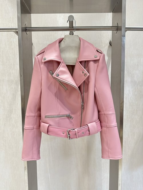 McQueen Premium New Zealand Sheepskin Motorcycle Jacket with Drawstring Belt