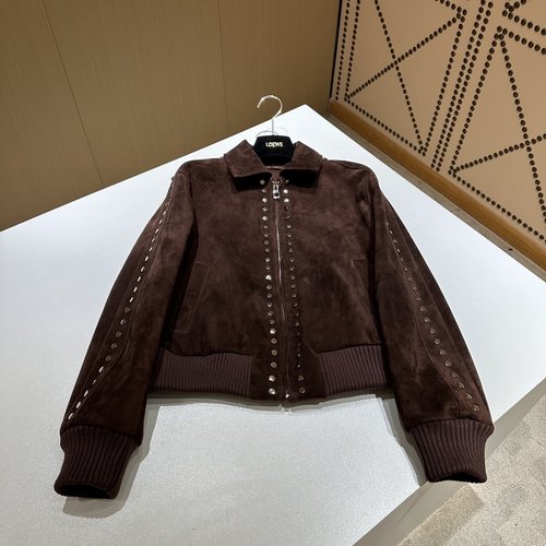 Loewe Refined Single Leather Coat Made of Imported Mixed Sheep Suede