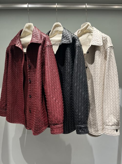 Bottega Veneta Hand-woven Loose Sheepskin Shirt with Closed Pile and No Lining