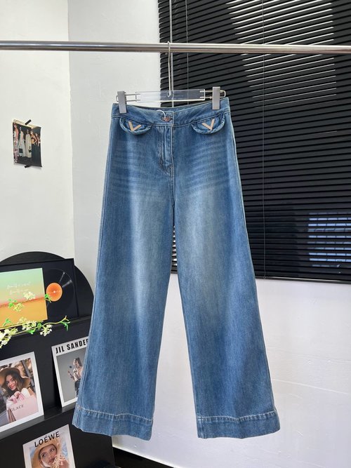 Valentino Straight-leg Jeans with Flip Metal V Design