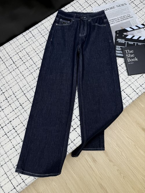 Prada Two-Pocket Straight-Leg Heavy-Wash Slimming Jeans