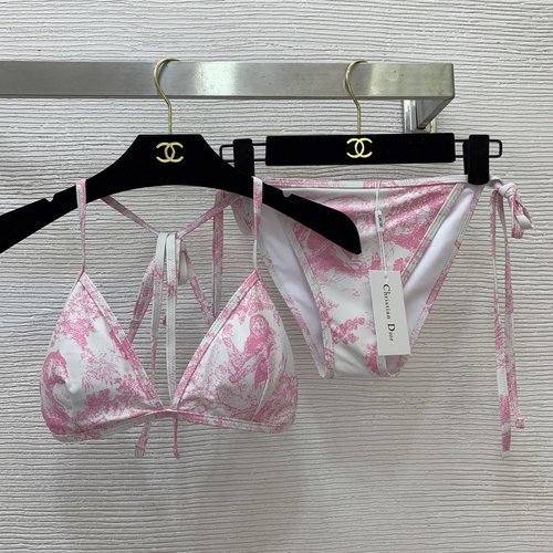 Dior Sexy Animal Jungle Print Bikini Set with Logo Shawl