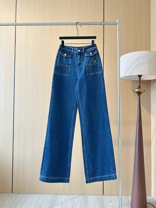 Celine Designer s Embroidered Jeans, Elegant and Versatile