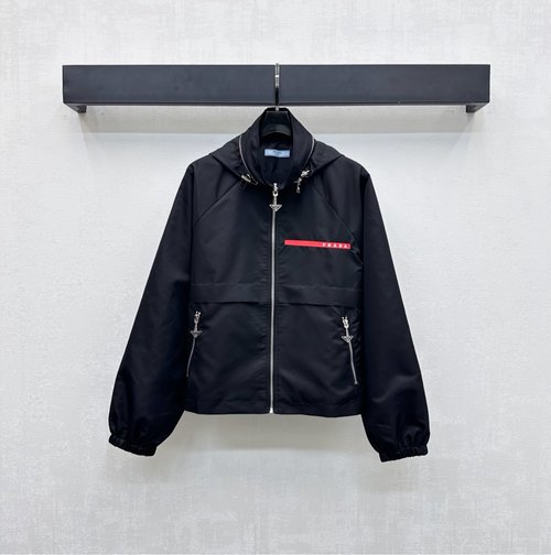 Prada Hidden Hooded Signature Logo Functional Jacket