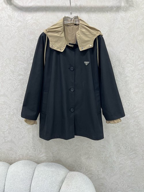 Prada Detachable Hat Windbreaker, Double-Sided Wearable