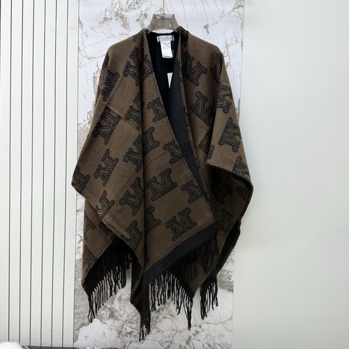 Max Mara Max Letter Sheep-Embellished Wool Cape Scarf, Chic & Cozy