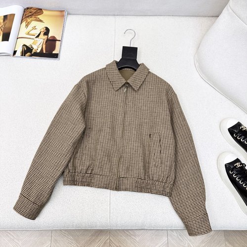 Loro Piana Vintage Houndstooth Baseball Jacket