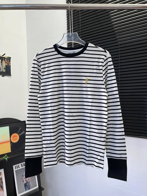 Yves Saint Laurent Soft Cotton Long Sleeve with Gold Embroidered Letters