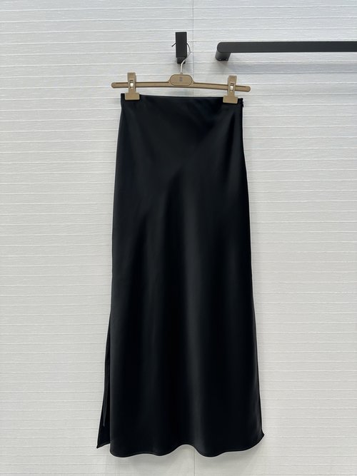 Brunello Cucinelli Exclusive One-Piece Acetate Silk Long Skirt with Slits