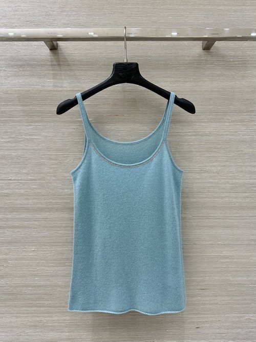 Brunello Cucinelli Exclusive High-end Pure Cashmere Chain-collar Sling Vest, Elegant and Versatile