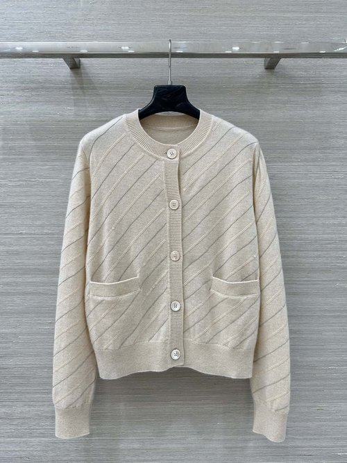 Brunello Cucinelli High-End Cashmere Cardigan with Chain and Sequin Embellishment