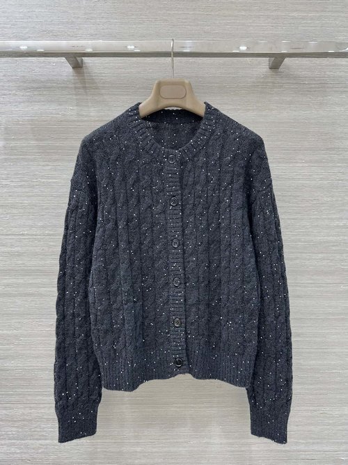 Brunello Cucinelli High-End Mohair Cardigan with Sequins
