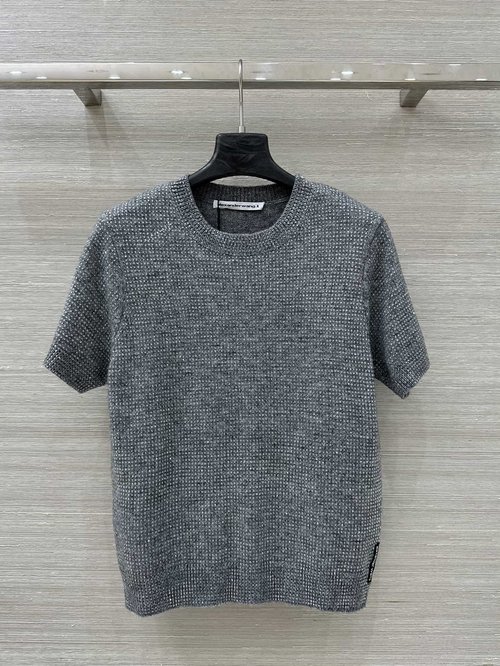 Alexander Wang Exclusive Black Diamond Series Full-Drill Round-Neck Knit Top