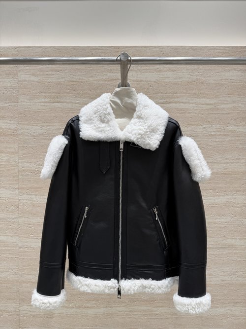 Burberry Imported Fur Aviator Jacket with Delicate Details