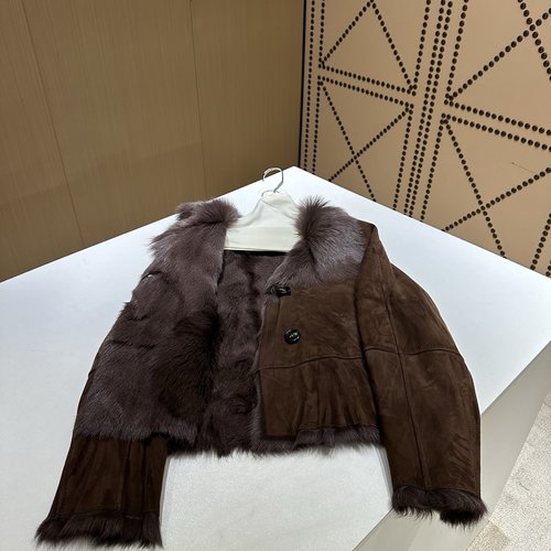 Loewe High-End Goat Fur Coat with Custom Buttons and Sophisticated Design