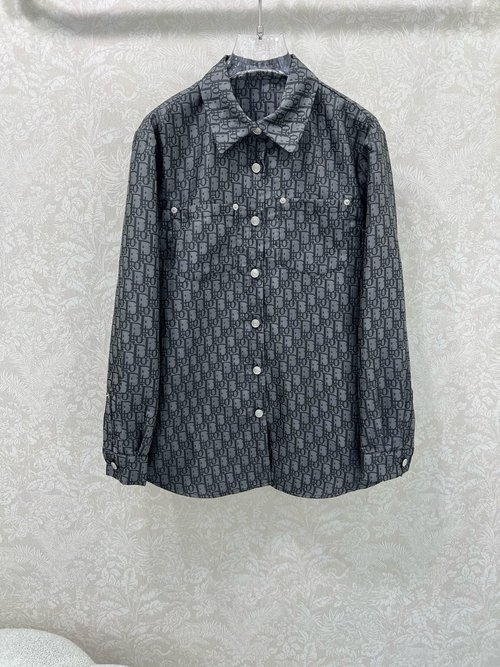 Gucci D Letter Jacquard Shirt Jacket with Custom Hardware