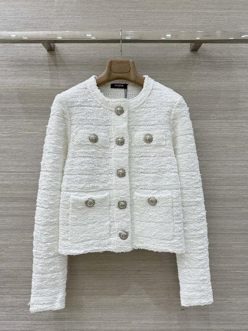 Balmain Exclusive First - Release High - end Knitted Four - Pocket Jacket with Starry Effect