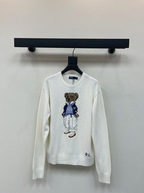 Polo Ralph Lauren American Style Bear Pattern Round Neck Polo Sweater