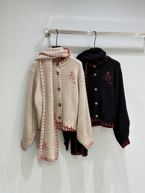 Vivienne Westhood Classic Knitted Cardigan with Whimsical Embroidery - Winter Comfort
