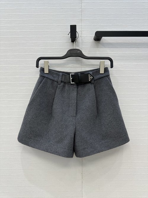 Prada Metal-Buttoned Short Trousers, Simple and Elegant Style