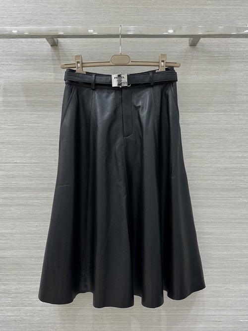 Prada Exclusive Original High-end Classic College-style Lambskin Skirt
